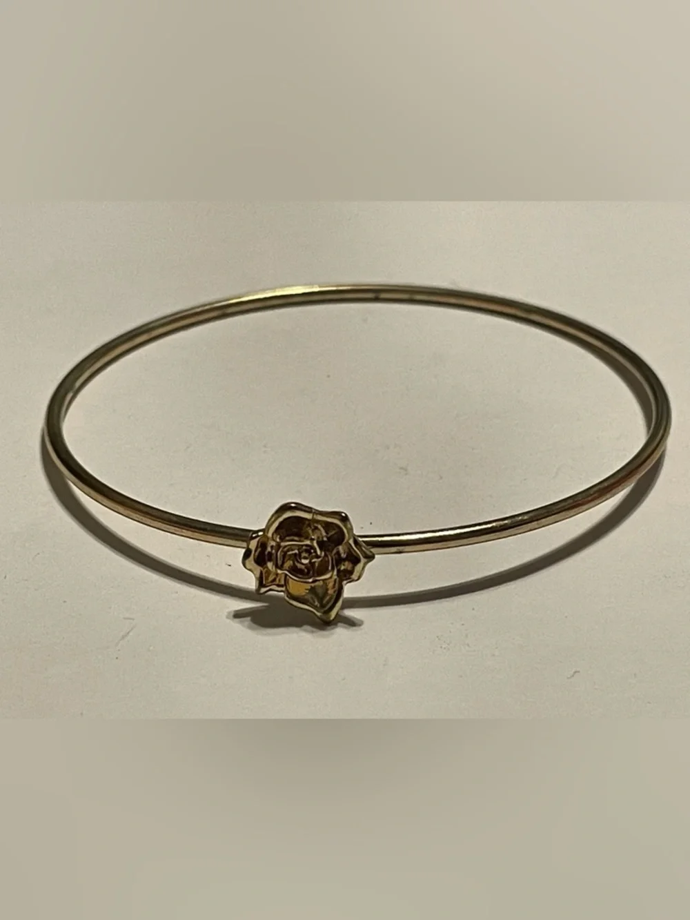 Gold Tone Rose Flower Bangle Bracelet #7741